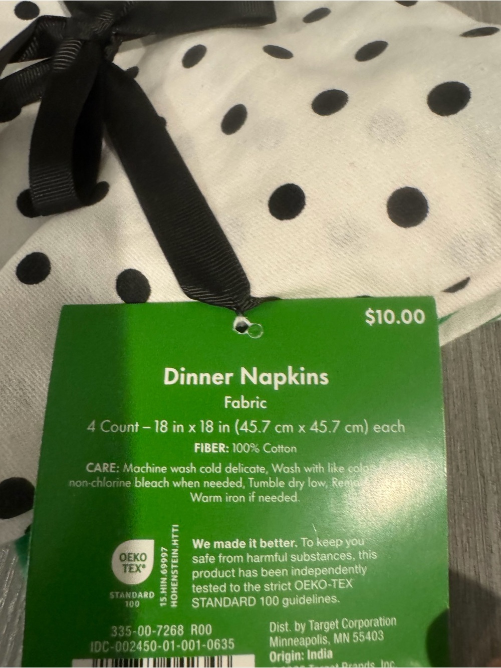 kate spade White and Black Polka Dot Napkins with Green Border - Picture 4 of 4